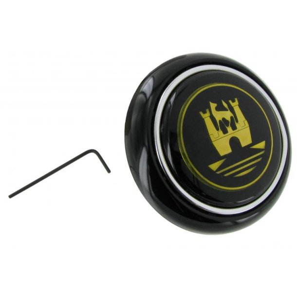 Horntryk med Wolfsburg logo sort/guld