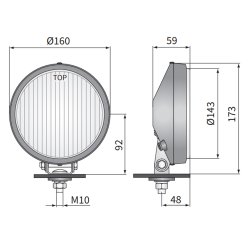 Fjernlygte 160 mm Gul glas
