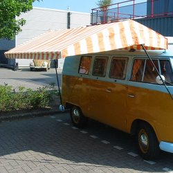 Westfaliastof teltstof orange/hvid pr. meter